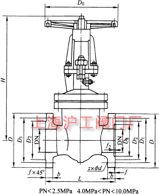 DKZ41H��DKZ41Y �� PN10~PN100 �������l�y��Ҫ���μ��Y(ji��)��(g��u)�ߴ�ʾ��D