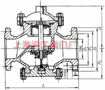 H7B41X-16、H7B41X-16C 型液控止回閥主要外形及結(jié)構(gòu)尺寸示意圖