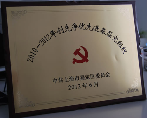 2010-2012年嘉定區(qū)創(chuàng)先爭優(yōu)先進基層黨組織榮譽獎牌